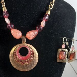 Laura Ashley Pink and Gold tone Necklace